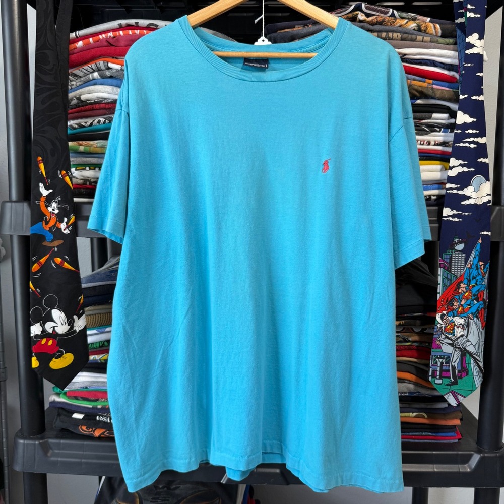 Vintage Blue Polo Ralph Lauren Embroidered Pony T-Shirt XL